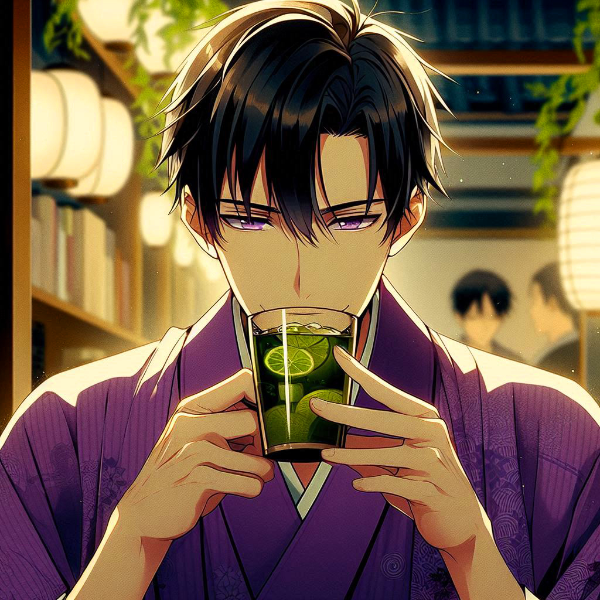 お茶を飲む、黒髪短髪男性＊その2(9枚)