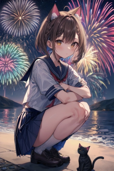 「遅いぞ！花火始まってるよ。」