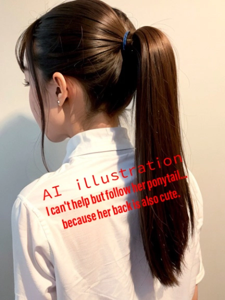 ポニーテール美少女の後ろ姿