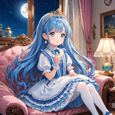 夜の青髪お姫様