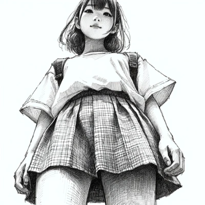sketch of a young Japanese girl