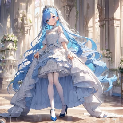 ドレス姿の青髪さん