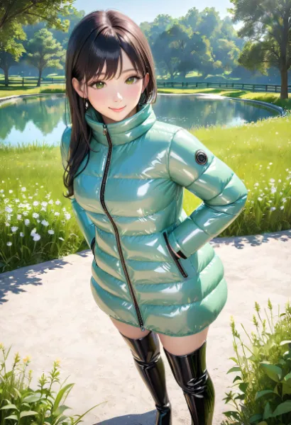 【参照生成用】ミントグリーンのダウンコート