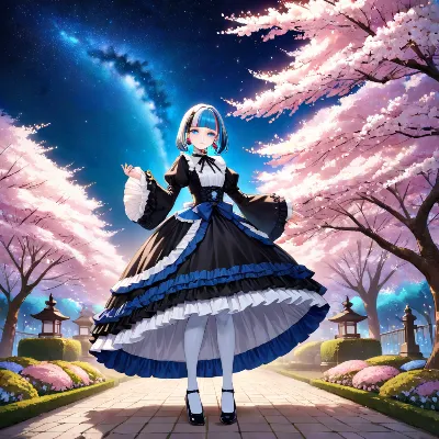 星空と桜