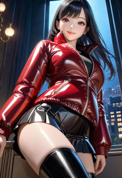 ダウンジャケット（ワインレッド・ブラック）