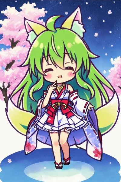 生成機能でSD狐っ娘