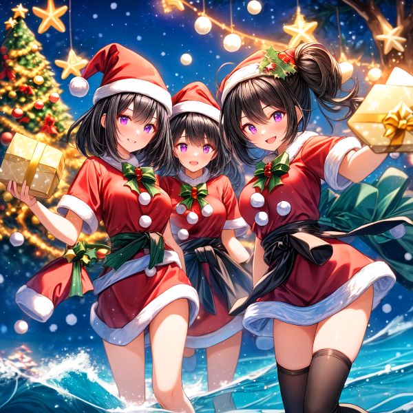 サマークリスマスの、うちの子達★(4枚)