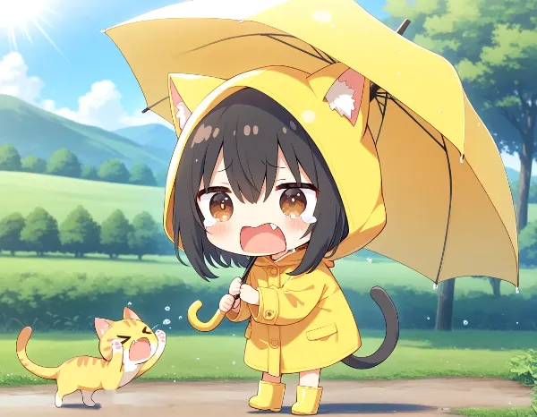 天気予報が大外れニャ～(TOT)