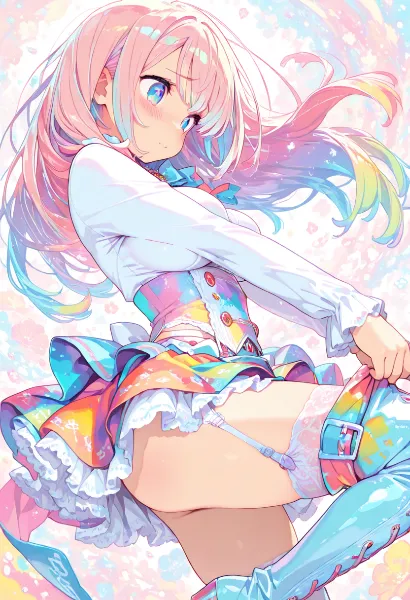 虹色髪の遊び心少女