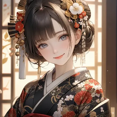 華やかな着物の微笑み