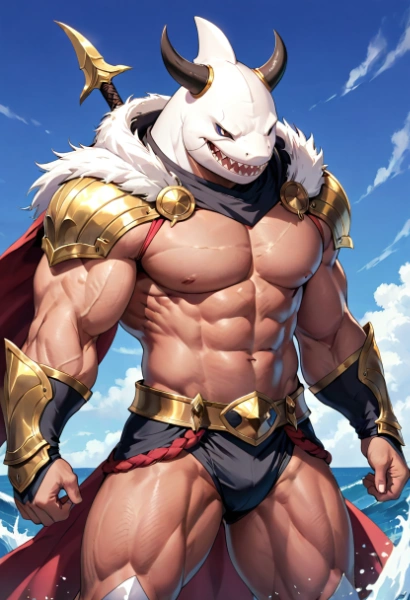 ホオジロザメ獣人戦士を描かせたい
