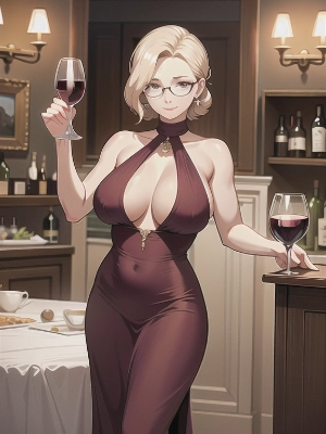 グラスと女性