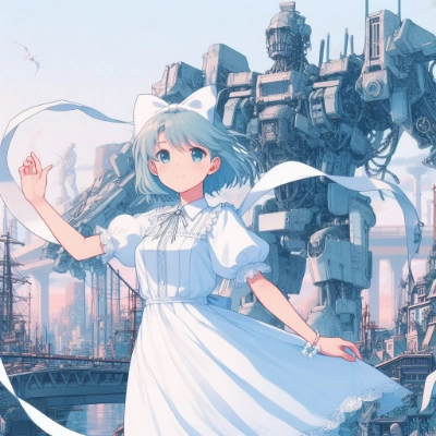 巨大ロボと白い少女
