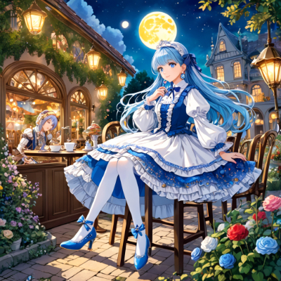 夜のカフェ