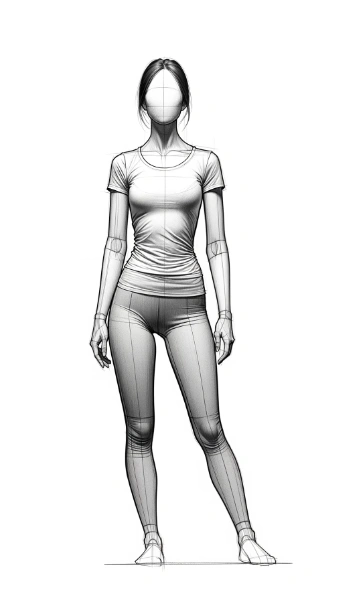 a woman standing in a neutral pose