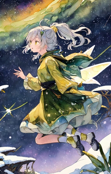 夜空に舞う妖精