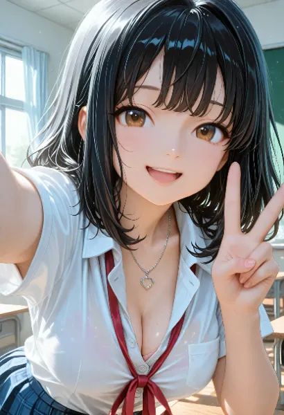 自撮りJKな黒髪美少女