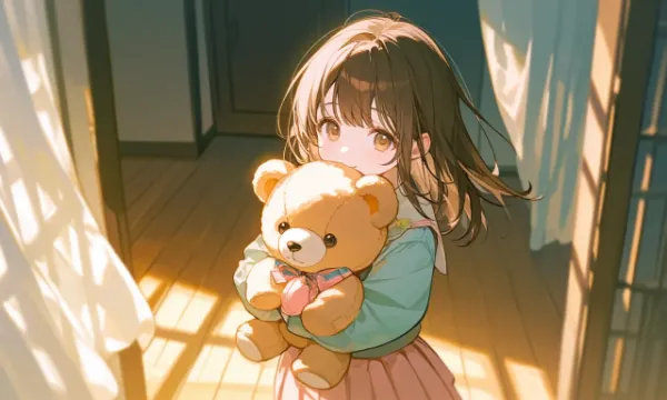 ぬいぐるみを抱いた女の子