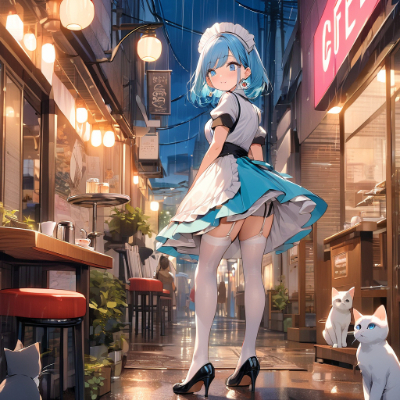夜のカフェ