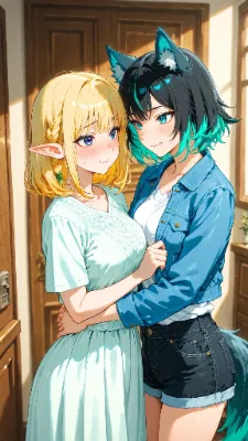 🐺🧝‍♀️ 仲良し姉妹 〜もう、じっとしていてください♪〜🍂