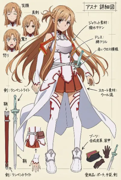 SAOアスナの全身図解(Nanobanana)