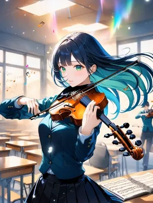 放課後の教室に響く虹色の調べ