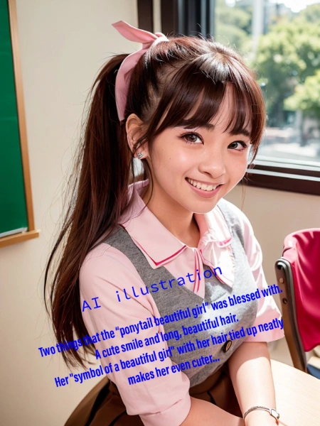 笑顔のポニーテール美少女