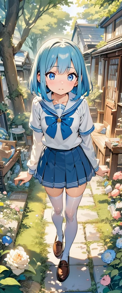 学校帰りの青髪さん