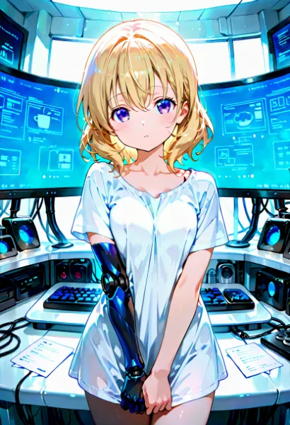 片腕が機械の金髪少女
