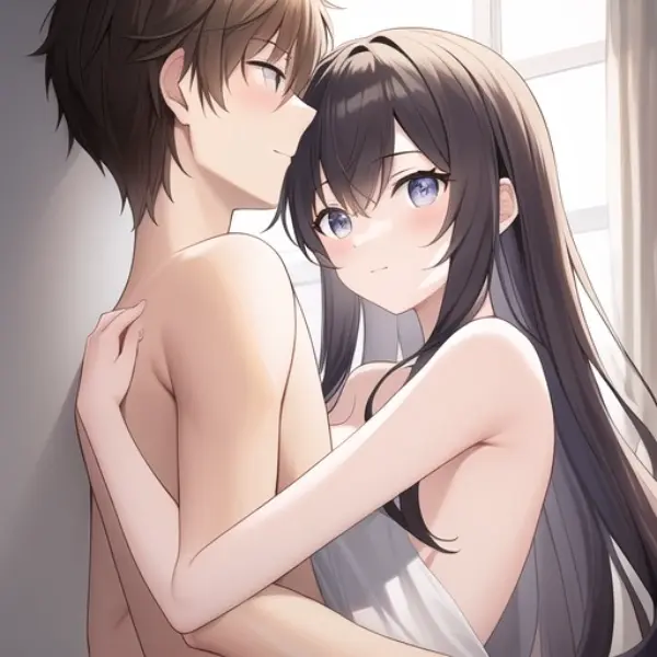 抱き合う二人。