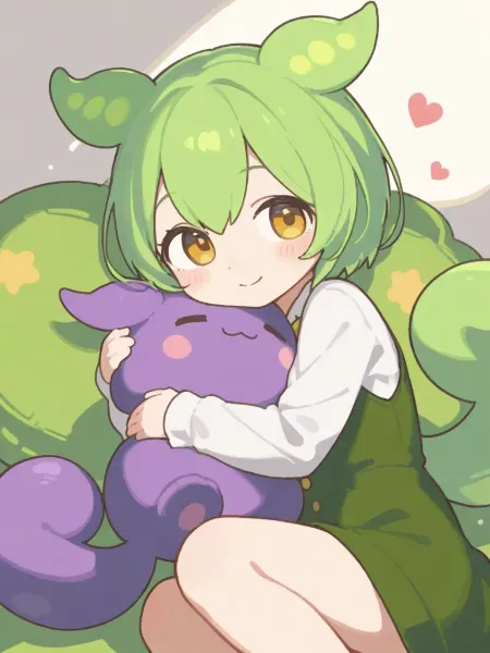 ずんだもんのぬいぐるみハグ