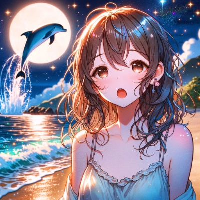 心夏と月夜のドルフィンジャンプ