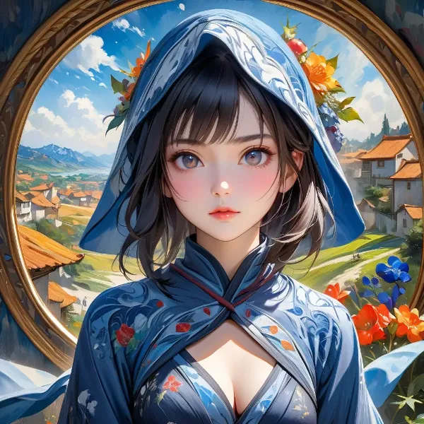 花冠の少女と青い風