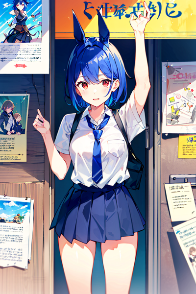 ポスターを張ろうとする少女