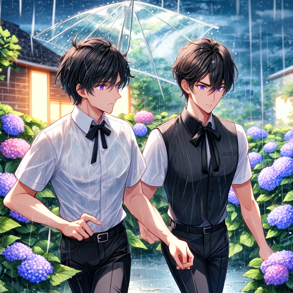 【こちらでもお題投稿１年突破！！】＆後輩と、黒髪短髪男性＊(7枚)