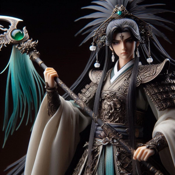 三国志の呂玲綺のコスプレ（？）をした男性のフィギュア