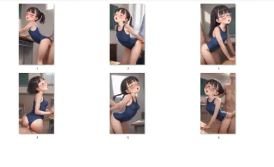 【サンプル】眼鏡〇リJ〇ちゃんたちがスク水で立ちバック（6枚）