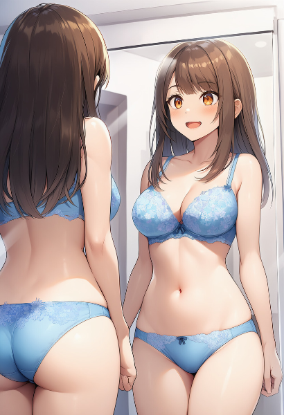 鏡に映る青い微笑み