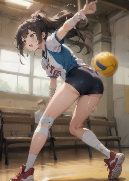 包帯をつけた少女とドッジボール！