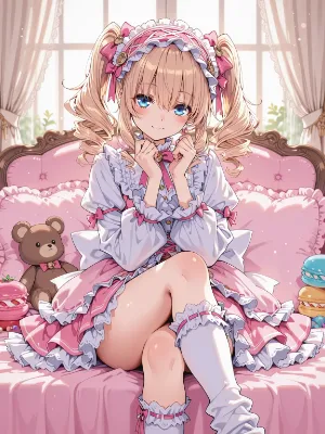 ピンクドレスの甘い微笑み