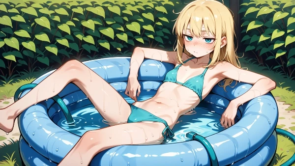 ビニールプールで涼