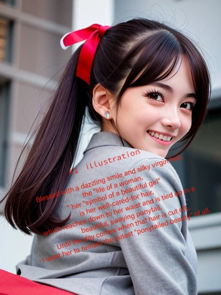 笑顔のポニーテール美少女