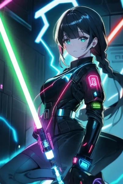 ライトセイバーを構える、サイバーな女性達！！・その１（12枚）