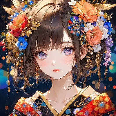 華やかな花飾りの少女