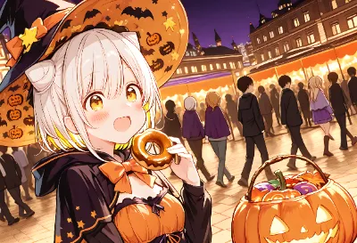 【ドーナツ】ハロウィンの姉妹魔女