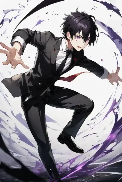 魔法を発動している黒髪短髪男性・その4（４枚）