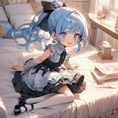 午前のかわいい青髪さん
