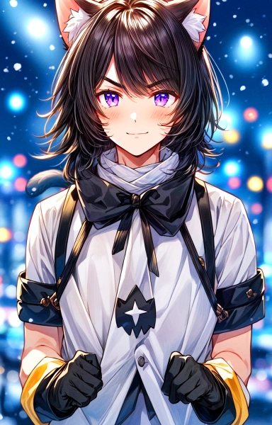 猫耳な冬の黒髪短髪男性★その2（16枚）