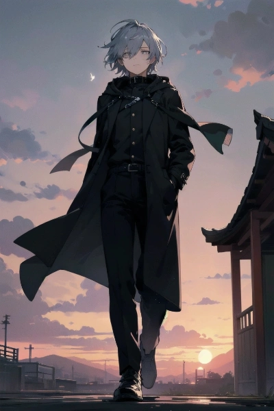 夕風に吹かれる魔術師の少年