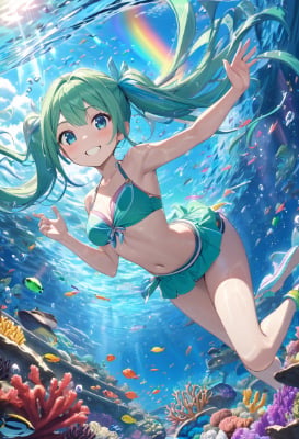 海中の可愛い出会い